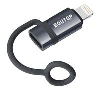 BOUTOP [Apple MFi Certified 60W USB C to Lightning Adapter for Fast Charging, USB C Female to Lightning Male Adapter for iPhone 14 13 12 11 Pro Max, iPad Pro [Dark Grey], Not for Audio/OTG