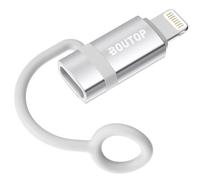 BOUTOP [Apple MFi Certified 60W USB C to Lightning Adapter for Fast Charging, USB C Female to Lightning Male Adapter for iPhone 14 13 12 11 Pro Max, iPad Pro/Air [Silver], Not for Audio/OTG