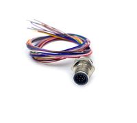 BOUUNCIY M12 12Pin Straight Male Waterproof Aviation Connector Receptacle Cable, A Coded Unshielded Front Mount Soldered Wire Connector Receptacle 1M Cable（1Meter）