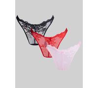 Boux Avenue 3 Pack Fran Lace Thongs Black Mix