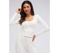 Boux Avenue Floral Ribbed Pyjama Set Ivory Mix
