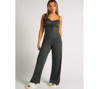 Boux Avenue Women's Frill Ribbed Pyjama Set - 10 - Grey, Grey