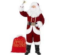 Boveco Christmas Men’s Santa Costume Set adult 11 Pcs Deluxe Santa Claus Costume Suit Velvet for Xmas Holiday Party Cosplay 2XL
