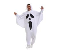 Boveco Halloween Party Men's Ghost Cosplay Costume Fancy Outfit Holiday, White, Small