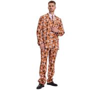 Boveco Mens Halloween Suit 3 Pcs Ugly Funny Suit with Blazer Tie and Pants for Party Cosplay Halloween Print XL