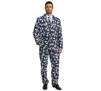 Boveco Mens Halloween Suit 3 Pcs Ugly Funny Suit with Blazer Tie and Pants for Party Cosplay Halloween Print M