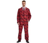 Boveco Mens Halloween Suit 3 Pcs Ugly Funny Suit with Blazer Tie and Pants for Party Cosplay Halloween Print XL