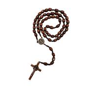 Bovemee Saint Benedict Medal Prayer Pocket Rosary Catholic Brown Wood Beads with Medalla de san benitol and Crucifix, 9 Inch, 9", Wood, No Gemstone