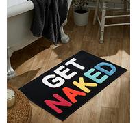 BOVEU Get Naked Bath Mat Rugs Non Slip Absorbent Bath Rugs, Funny Bathroom Mat Small Bath Mat for Tub and Shower, Machine Washable 17" x 24", Black