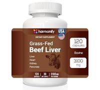 Bovine Beef Liver Capsules 3100mg Supplement Nutrient Grass-Fed Non GMO 120 Capsules
