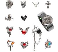 BOVIPO Smart Ring Accessories, 12-Piece Art Gothic Charms 3D Jewelry Decorations Compatible with Oura Ring Gen3/4 (Q 3)