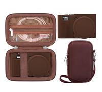 BOVKE 2-in-1 Case for Panasonic LUMIX TZ99/ZS99 Compact Travel Camera-Brown | Panasonic LUMIX TZ99/ZS99 Travel Case Bundle Kit, Hard Carrying Case+Soft Silicone Protective Cover with Removable Lens Cover