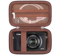 BOVKE Camera Case for Canon PowerShot G7 X Mark III G7X Mark II Digital Camera, Compact 4K Vlogging Small Cameras Travel Carrying Storage Holder Bag, Mesh Pocket fit Cable, Batteries, SD Card, Brown