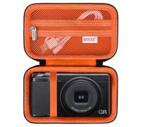 BOVKE Carrying Case Compatible with Ricoh GR IIIx HDF/GR IIIx/Ricoh GR III HDF/GR III Digital Camera, Extra Mesh Pocket for Charging Cables and Accessories, Black+Orange