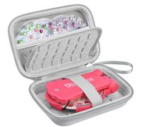 BOVKE Carrying Case for blinger Diamond Collection Starter Kit Gem Stamper, Mesh Pocket for Gems Rhinestones, Blinger Kids Hair Styling Tool Storage Travel Bag Perfect Gift for Girls Womens, Grey