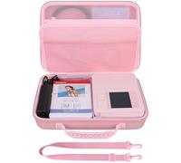 BOVKE Carrying Case for Canon SELPHY CP1500 Compact Photo Printer, Portable Bluetooth Instant Print Camera Storage Holder Bag with Mesh Pocket for Canon Color Ink/Paper Set, Cables Accessories, Pink