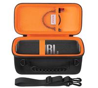 BOVKE Carrying Case for JBL Flip 7 Waterproof Portable Bluetooth Speaker, Flip 7 Protective Storage Holder Bag with Shoulder Strap and Mesh Pocket for Cables, Accessories, Black