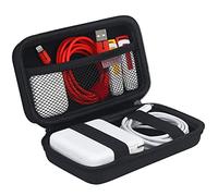 BOVKE Carrying Case Hard Protective Case Tech Organizer Travel Power Bank Pouch Bag USB Cable Organizer for Earbuds, Cable Cord, Charger Adapter, Electronic Accessories Case Wallet,Black+Inside Black