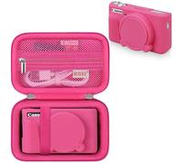 BOVKE Case for Canon PowerShot SX740 / SX730 Digital Camera, 1* Canon SX740 HS Hard Carrying Case + 1* SX740 Camera Soft Rubber Cover with Removable Lens Cover, Rosered