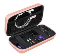 BOVKE Hard Case for Roku Streaming Stick 2025 / Plus 2025, Voice Remote Control Travel Case for Roku 3820EU Streaming Stick, Extra Mesh Pocket for Cables, Adapters, Rose Gold