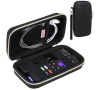 BOVKE Hard Case for Roku Streaming Stick 2025 / Plus 2025, Voice Remote Control Travel Case for Roku 3820EU Streaming Stick, Extra Mesh Pocket for Cables, Adapters, Black Star