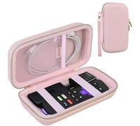 BOVKE Hard Case for Roku Streaming Stick 2025 / Plus 2025, Voice Remote Control Travel Case for Roku 3820EU Streaming Stick, Extra Mesh Pocket for Cables, Adapters, Pink Star
