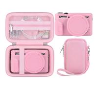 BOVKE Hard Case + Silicone Cover for Canon PowerShot G7 X Mark II Digital Camera, Shockproof EVA Storage Bag with Soft Silicone Protective Case, Removable Lens Cover, Wrist Strap, Pink