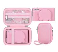 BOVKE Hard Case + Silicone Cover for Canon PowerShot SX740 SX730 Digital Camera, Shockproof EVA Storage Bag with Soft Silicone Protective Case, Removable Lens Cover, Wrist Strap, Pink