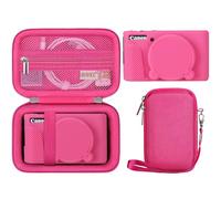 BOVKE Hard Case + Silicone Cover for Canon PowerShot SX740 SX730 Digital Camera, Shockproof EVA Storage Bag with Soft Silicone Protective Case, with Removable Lens Cover, Wrist Strap, Rosered