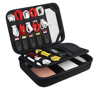 BOVKE Hard Electronics Organizer Case, Travel Electronics Accessories Organizer Bag, Portable Double-Layer Cable Storage Box for Cables, Cord, Charger, Ipad, iPhone, Power Bank, Hard Drive.Black