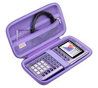 BOVKE Hard Travel Case for Texas Instruments TI-84 Plus CE/TI-84 Plus/TI-83 Plus CE/TI-83 Plus/Casio fx-9750GIII Graphing Calculator, Mesh Pocket for USB Cables, Manual, Pens, Accessories, Purple