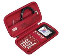 BOVKE Hard Travel Case for Texas Instruments TI-84 Plus CE/TI-84 Plus/TI-83 Plus CE/TI-83 Plus/Casio fx-9750GIII Graphing Calculator, Mesh Pocket for USB Cables, Manual, Pens, Accessories, Red