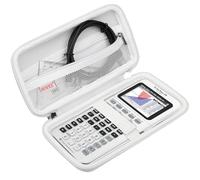 BOVKE Hard Travel Case for Texas Instruments TI-84 Plus CE/TI-84 Plus/TI-83 Plus CE/TI-83 Plus/Casio fx-9750GIII Graphing Calculator, Mesh Pocket for USB Cables, Manual, Pens, Accessories, White