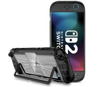 BOVKE Protective Case for Nintendo Switch 2 2025, TPU Soft Grip Cover + Hard PC Case with Ergonomic Design, Shock-Absorption & Anti-Scratch Compatible with Nintendo Switch 2 Console and JoyCon, Black