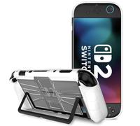 BOVKE Protective Case for Nintendo Switch 2 2025, TPU Soft Grip Cover + Hard PC Case with Ergonomic Design, Shock-Absorption & Anti-Scratch Compatible with Nintendo Switch 2 Console and JoyCon, White