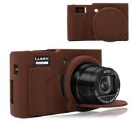 BOVKE Silicone Case for Panasonic Lumix DC-TZ99 Compact Travel Zoom Digital Camera, Soft Rubber LUMIX DC-TZ99E Protective Case with Removeable Lens Cover, Anti-Slip Grip, Coffee
