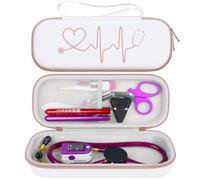 BOVKE Stethoscope Case Bag for 3M Classic III, Lightweight II S.E, Cardiology IV, MDF Acoustica Lightweight Stethoscopes - Extra Pocket fits Nurse Accessories for Work, White Rosegold