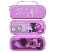 BOVKE Stethoscope Case for 3M Classic III, Lightweight II S.E, MDF Acoustica Deluxe Stethoscopes - Extra Room for Medical Bandage Scissors EMT Trauma Shear and LED Penlights, Light Purple