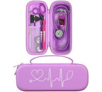 BOVKE Stethoscope Case for 3M Littmann Classic III, Lightweight II S.E, MDF Acoustica Deluxe Stethoscopes - Extra Room for Medical Bandage Scissors EMT Trauma Shear and LED Penlights, Light Purple