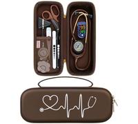 BOVKE Stethoscope Case for 3M Littmann Classic III Monitoring, Lightweight II S.E, MDF Acoustica Deluxe Stethoscopes - Extra Room for Medical Bandage Scissors EMT Trauma Shear and LED Penlights, Brown