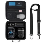 BOVKE Travel Camera Case for Canon EOS Rebel T7/R50/R6 Mark II/R100/R50 V/T6/R8/R10/R5 Mark II/RP/R7/R5/T100 and Other DSLR SLR Cameras, Extra Lens and Tripod with Dividers & Shoulder Strap, Black