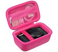 BOVKE Travel Case for Canon PowerShot SX740 HS Digital Camera, Storage Bag Holder for Canon SX730/ SX720/ SX620/ G7X Camera with Extra Pocket for Batteries, Cables, SD Cards, Rosered