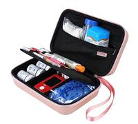 BOVKE Travel Case for Diabetic Supplies, Storage Case for Insulin Pens, Glucose Meters, Test Strips, Medication, Lancets, Syringe, Pen Needles and Other Diabetic Testing Accessories, Rose Gold