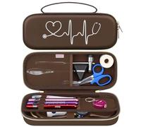 BOVKE Travel Stethoscope Case for for 3M Littmann Cardiology IV Diagnostic, Classic III Monitoring, Lightweight II S.E, MDF Acoustica Deluxe Stethoscopes, Mesh Pocket for Nurse Accessories, Brown