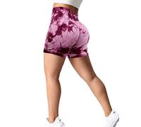 Bovldemt Gym Shorts for Women Booty Shorts Tie Dye Yoga Shorts Scrunch Bum Seamless Workout Shorts Butt Lifting(XS, Tie Dye Rose)