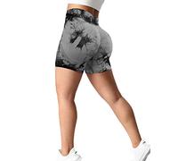 Bovldemt Gym Shorts for Women Booty Shorts Tie Dye Yoga Shorts Scrunch Bum Seamless Workout Shorts Butt Lifting(L, Tie Dye Grey)