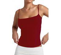 Bovldemt Summer Camisole with Adjustable Spaghetti Straps Stretch Scoop Neck Cami Vest Sleeveless Tank Tops(Red, M)