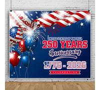 Bovlleetd 1.8x1.2m July 4th Independence Day Backdrop,Vinyl Red White Blue Stars Balloons Bokeh Photo Background Studio Props for Independence Day