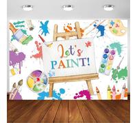 Bovlleetd 10x6.5ft Let's Paint Backdrop Art Graffiti Wall Paint Splatter Colorful Artist Brushes Painting Photography Background for Kids Birthday Party Decoration Banner Photo Booth Prop Vinyl
