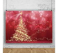 Bovlleetd 10x8ft Glod Stars Christmas Tree Background Red Christmas Glitter Merry Photography Background Family Party Decorations for Cake Table Banner New Year Decoration Props